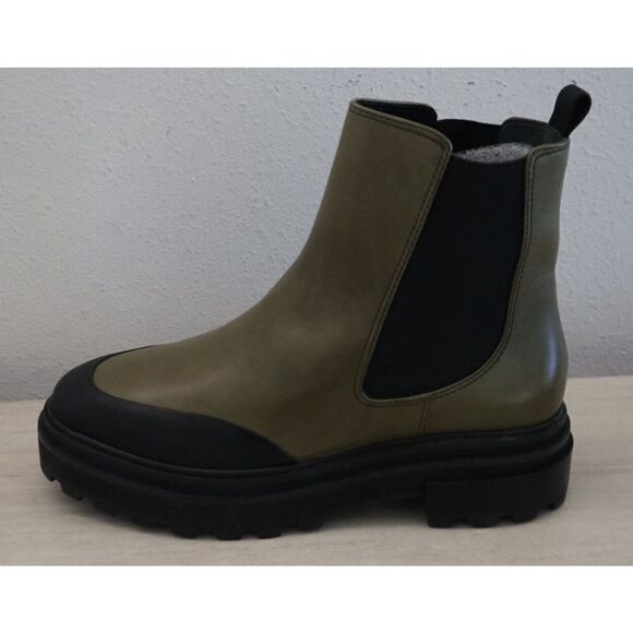 Aqua Women's Sz 10B Military Green/Black Mud Guard Platform Chelsea Boots - Picture 6 of 13